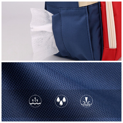 Large Capacity Dry/Wet Separate Nylon Backpack, Multifunctional Portable, Multi-Pocket Baby Diaper Bag Handbag - Blue