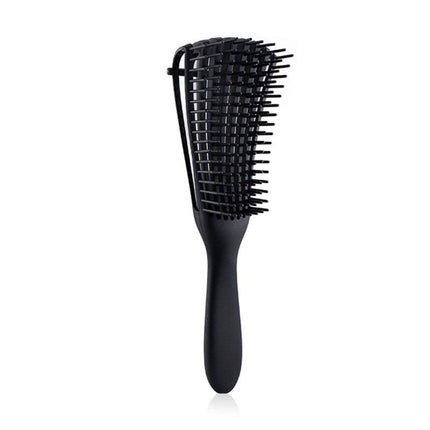 Adjustable 8-Claw Detangler Hair Brush, Hollow Curved Vent Brush for Wet and Dry Hair Styling and Massage - Black