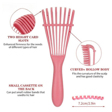 Adjustable 8-Claw Detangler Hair Brush, Hollow Curved Vent Brush for Wet and Dry Hair Styling and Massage - Black