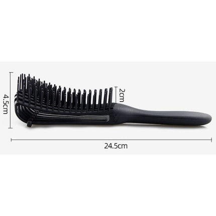 Adjustable 8-Claw Detangler Hair Brush, Hollow Curved Vent Brush for Wet and Dry Hair Styling and Massage - Black