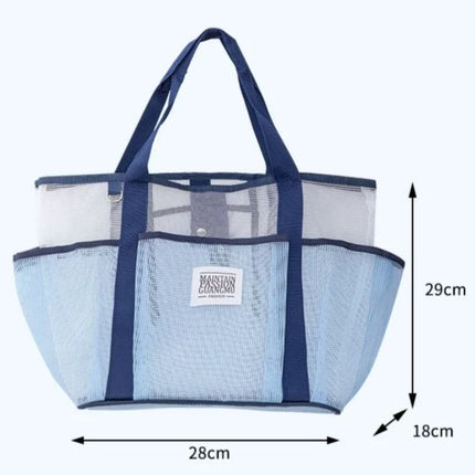 Multi-Pocket Mesh Beach Swim Bag, Dry/Wet Separation, Large Capacity Gym Tote with Bonus Mini Round Mesh Pouch—Pink