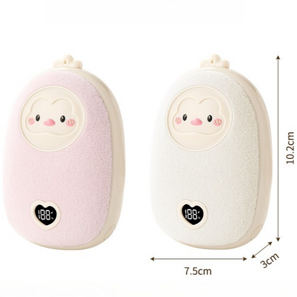 Cute Cartoon Hand Warmer 2-in-1 Portable USB Charging Power Bank, 3 Temperature Settings Pocket Heater—Beige