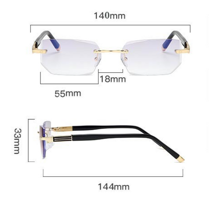 Business Metal Rimless Cut Anti Blue Light Reading Glasses, 2 Pack Different Powers +1.00 & +1.50 Diopter Fashion Readers for Men Women