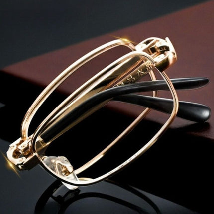 +3.00 Diopter Metal Portable Foldable Anti-Blue Light Reading Glasses, Lightweight Compact Readers for Seniors - Silver