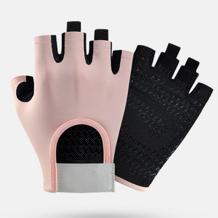 Pink - Size L - Women's Half-Finger Fitness Gloves, Silicone Anti-Slip Breathable Gloves for Yoga, Cycling, and Sports