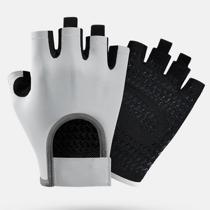 Gray - Size L - Women's Half-Finger Fitness Gloves, Silicone Anti-Slip Breathable Gloves for Yoga, Cycling, and Sports