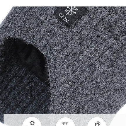 2-Pack - Men's Fleece-Lined Ear Protection Knit Beanie, Warm Thick Winter Hat for Dad or Grandpa - Gray