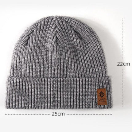Double Fleece-Lined Vertical Stripe Knit Beanie, Unisex Thick Warm Winter Outdoor Cold-Proof Wool Hat - Red
