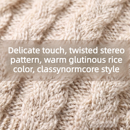 Vintage Cable-Knit Fleece-Lined Beanie & Touchscreen Gloves Set, Women’s Warm Winter Knit Hat 2-Piece Set—Gray