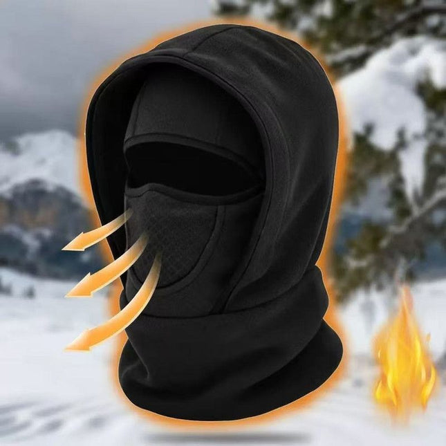 Fleece Integrated Thermal Balaclava, Windproof Face & Neck Cover Hat for Skiing, Cycling, and Outdoor Sports - Red