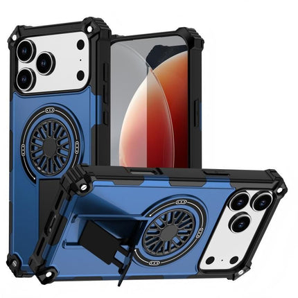 Armor Heavy Duty Magnetic Rotating Ring Kickstand Phone Case For iPhone 14, Anti-Drop Protective Cover In Blue