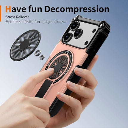 Armor Heavy Duty Magnetic Rotating Ring Kickstand Phone Case For iPhone 14, Anti-Drop Protective Cover In RoseGold