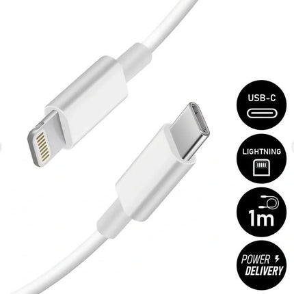 20W USB-C Fast Charger with 1m Lightning Cable - White, Compatible with iPhone 11/12/13/14/X