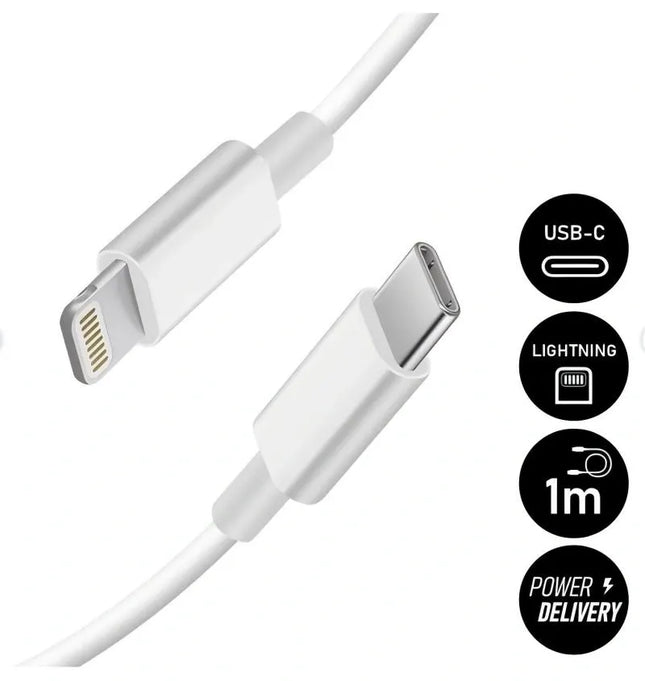 20W USB-C Fast Charger with 1m Lightning Cable - White, Compatible with iPhone 11/12/13/14/X