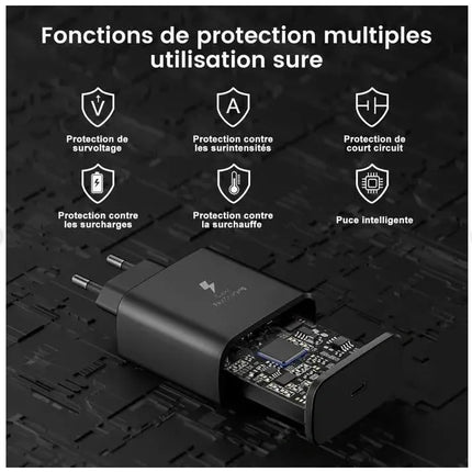 25W USB-C Fast Charger - Black, 1m Cable, Compatible with Samsung