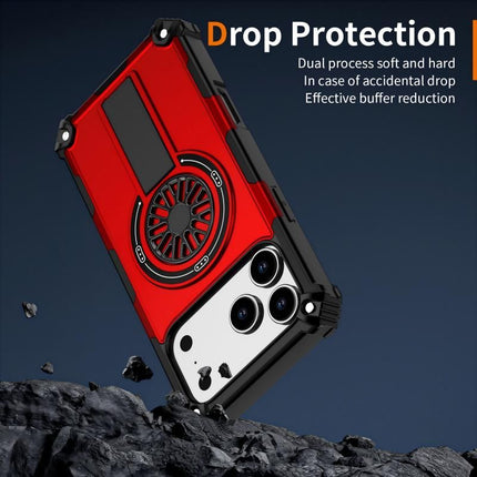Armor Heavy Duty Magnetic Rotating Ring Kickstand Phone Case For iPhone 13, Anti-Drop Protective Cover In Red