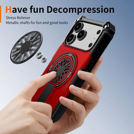 Armor Heavy Duty Magnetic Rotating Ring Kickstand Phone Case For iPhone 15, Anti-Drop Protective Cover In Red