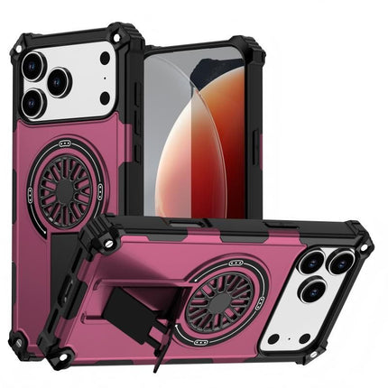 Armor Heavy Duty Magnetic Rotating Ring Kickstand Phone Case For iPhone 13 Pro, Anti-Drop Protective Cover In Purple