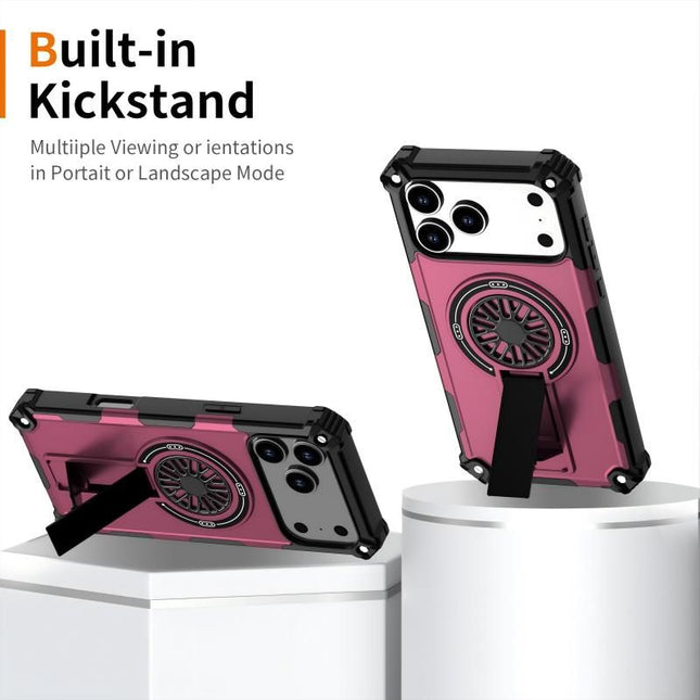 Armor Heavy Duty Magnetic Rotating Ring Kickstand Phone Case For iPhone 13, Anti-Drop Protective Cover In Purple