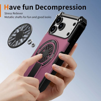 Armor Heavy Duty Magnetic Rotating Ring Kickstand Phone Case For iPhone 13, Anti-Drop Protective Cover In Purple