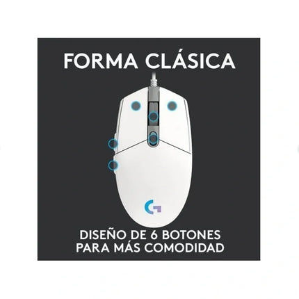 Logitech G203 LIGHTSYNC Wired Gaming Mouse - White