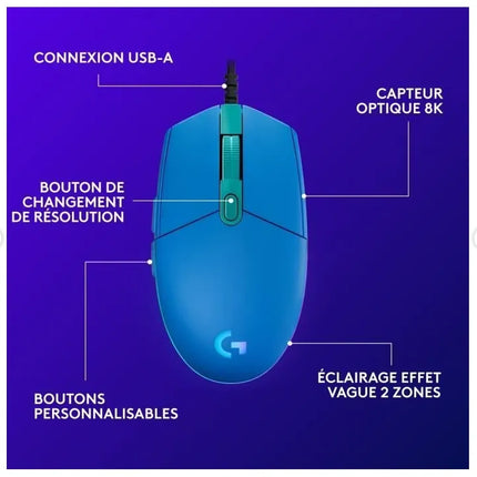 Logitech G203 LIGHTSYNC Wired Gaming Mouse - Blue