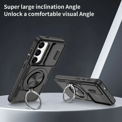 2-in-1 Magnetic Sliding Lens Case, Black for Samsung S24