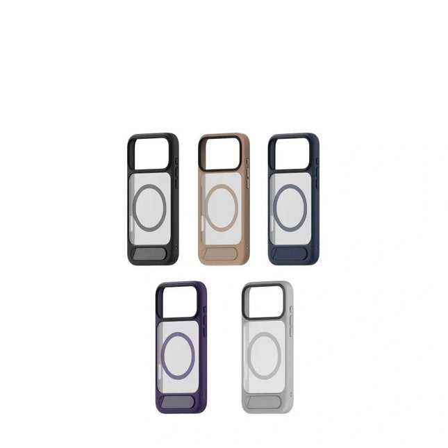 MagSafe Case for iPhone 17 Pro - Grey Matte Shockproof Cover with Hidden Kickstand