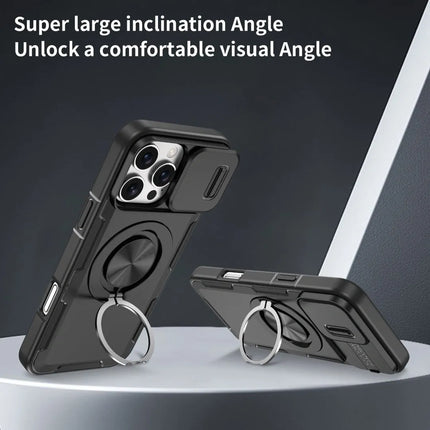 2-in-1 Magnetic Sliding Lens Case, Black for iPhone 16 Pro Max