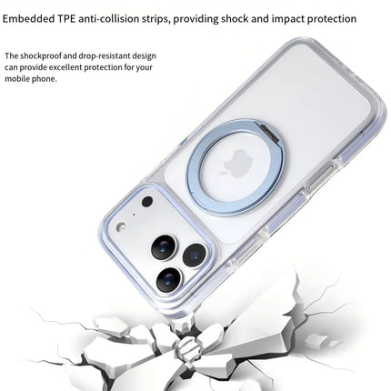 Clear MagSafe iPhone 17 Pro Case with 360° Rotating Ring Stand - Sky Blue Edition