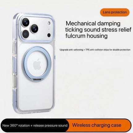 Clear MagSafe iPhone 17 Pro Case with 360° Rotating Ring Stand - Sky Blue Edition