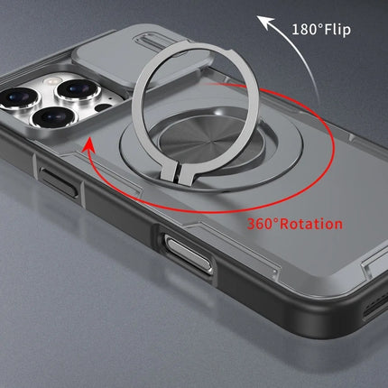 2-in-1 Magnetic Sliding Lens Case, Grey for iPhone 16 Pro Max