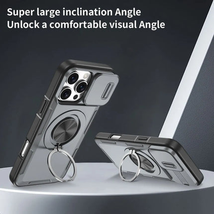2-in-1 Magnetic Sliding Lens Case, Grey for iPhone 16 Pro