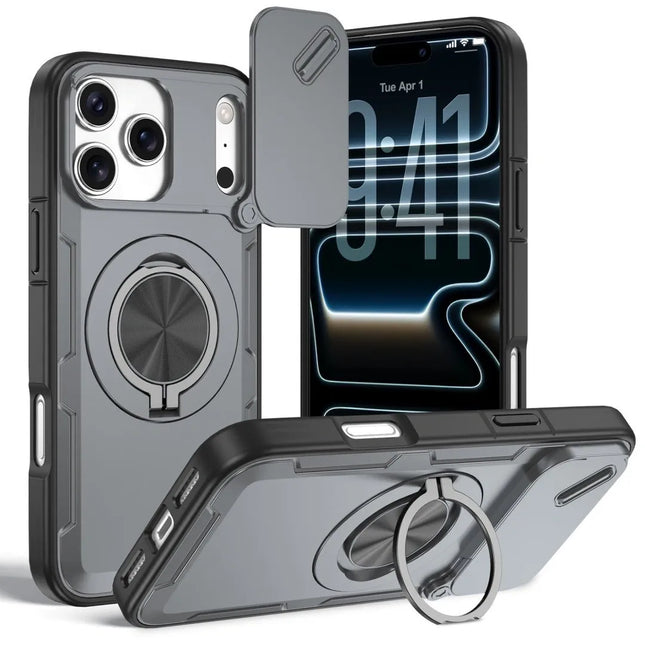 2-in-1 Magnetic Sliding Lens Case, Grey for iPhone 17 Pro Max