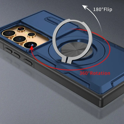 2-in-1 Magnetic Sliding Lens Case, Blue for  Samsung S24Ultra