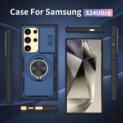 2-in-1 Magnetic Sliding Lens Case, Blue for  Samsung S24Ultra