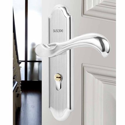 Keyed Entry Door Lock Silent Double Latch Irregular Stainless Steel Door Handle Lock for Bedroom Hotel Balcony