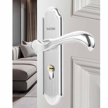 Keyed Entry Door Lock Silent Double Latch Irregular Stainless Steel Door Handle Lock for Bedroom Hotel Balcony