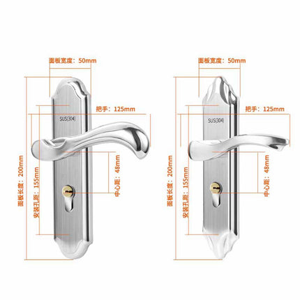 Keyed Entry Door Lock Silent Double Latch Irregular Stainless Steel Door Handle Lock for Bedroom Hotel Balcony