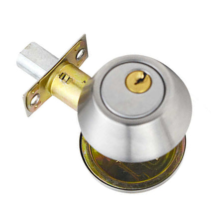 Ball Door Knob Universal Protection Classic Entrance Keyed Interior Door Knob for Home Use Silver