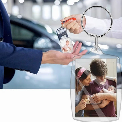 50Pcs Photo Insert Keychain Acrylic Blank Transparent Photo Picture Frame Keyring
