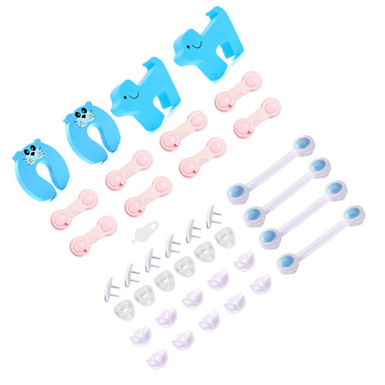 39pcs Child Proof Safety Locks Self Adhesive Baby Proofing Cabinet Locks Corner Protectors Outlets Covers for US Plug