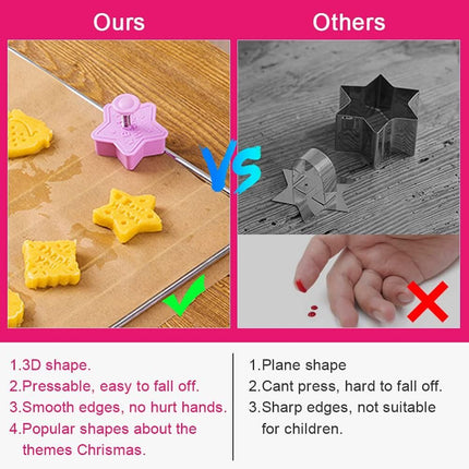 8 Pcs Christmas Cutters Biscuit Cutters Plastic Cutters Children's Stamp Festival Cutter Set for Biscuits Chocolate