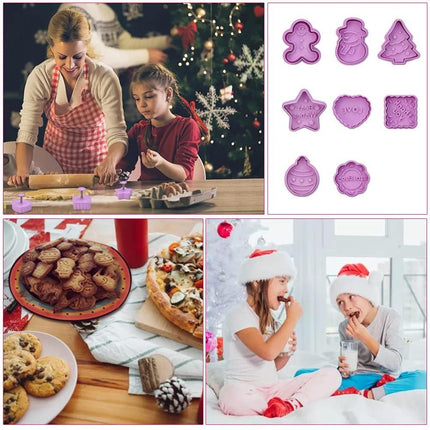 8 Pcs Christmas Cutters Biscuit Cutters Plastic Cutters Children's Stamp Festival Cutter Set for Biscuits Chocolate