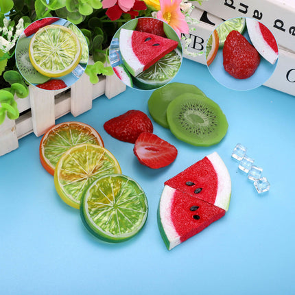 Simulated Fruit Slices Strawberry Kiwi Watermelon Slices Simulated Ice Cubes Fruit Display
