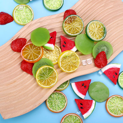Simulated Fruit Slices Strawberry Kiwi Watermelon Slices Simulated Ice Cubes Fruit Display