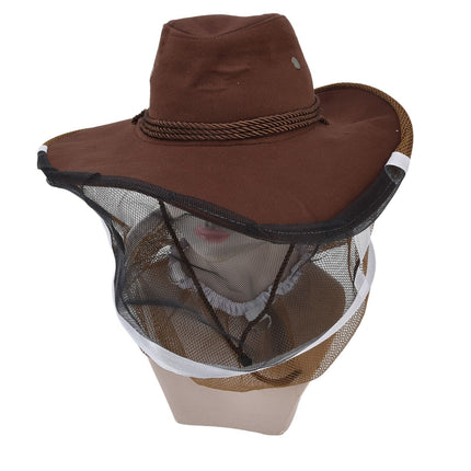 Beekeeper Cowboy Hat Tightening Design Breathable Mesh Beekeeping Veil Hat for Beekeepers Fishermen Hunters Campers