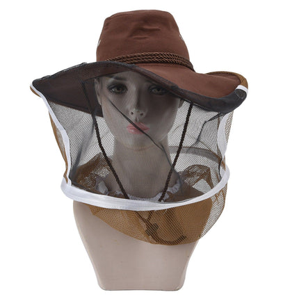 Beekeeper Cowboy Hat Tightening Design Breathable Mesh Beekeeping Veil Hat for Beekeepers Fishermen Hunters Campers