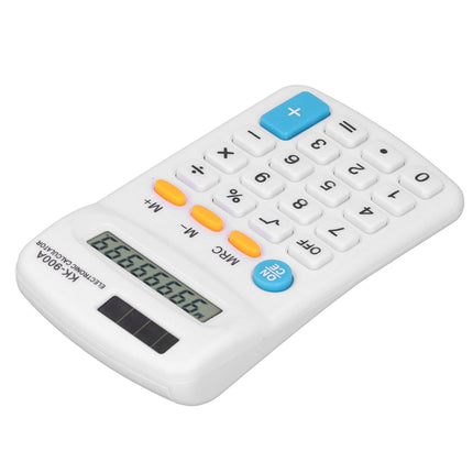 Mini Calculators Handheld 8 Digit with LCD Display Sensitive Button Solar Battery Dual Power for Office School BusinessWhite