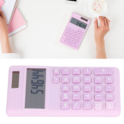 Calculators 8 Digit Solar Battery Dual Power Handheld Pocket Calculator with Large LCD Display Big Sensitive ButtonPale Pinkish Purple
